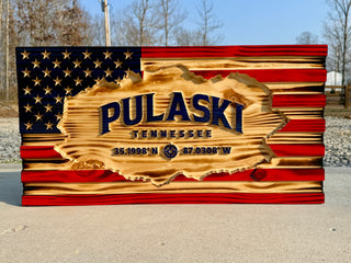 American Hometown Flag with City & GPS Coordinates