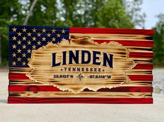 American Hometown Flag with City & GPS Coordinates