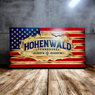 American Hometown Flag with City & GPS Coordinates
